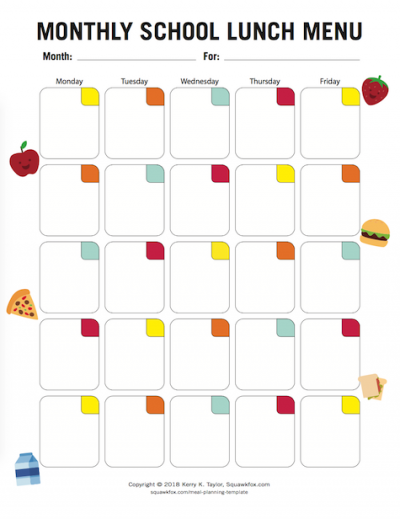 Your Meal Planning Template: 3 meal planners, 1 for kids - Squawkfox