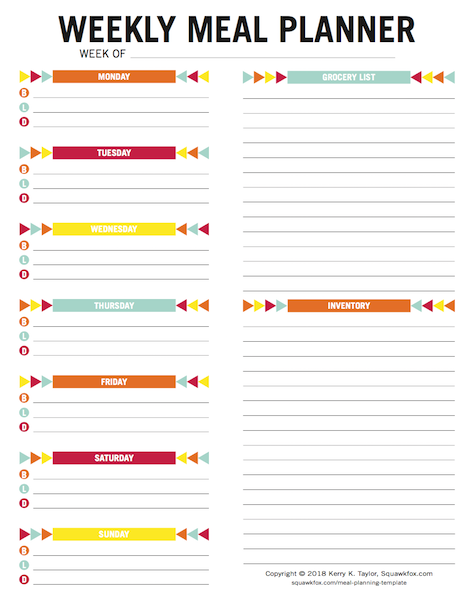 Meal planning templates